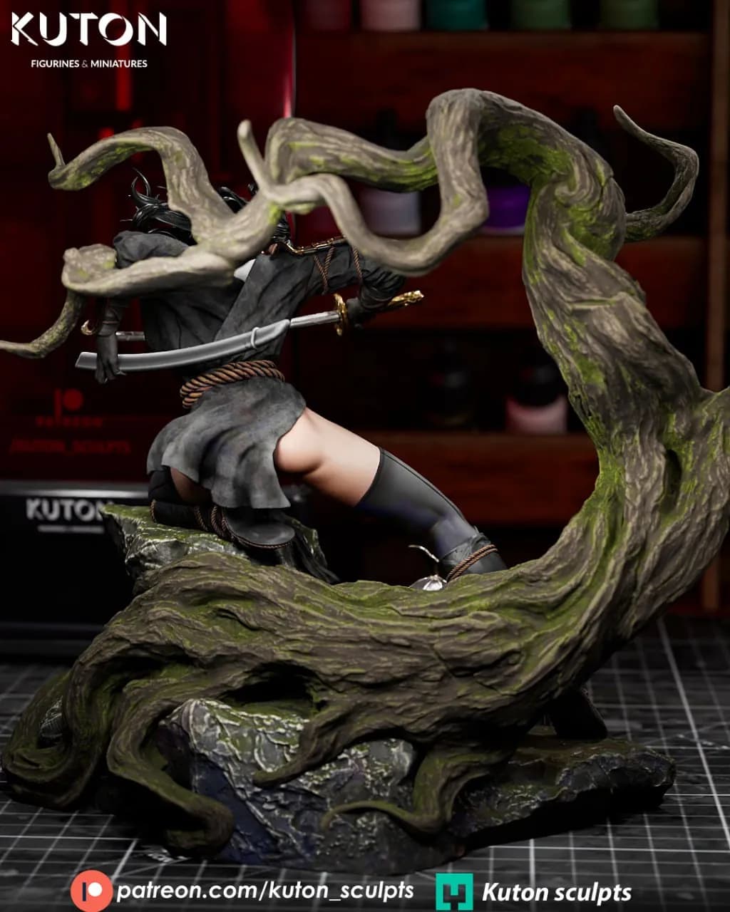 STL - Kunoichi guerrera samurái render 4