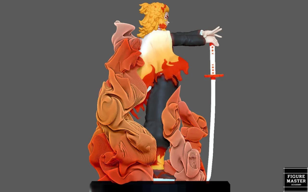 STL - Kyojuro Rengoku Figura render 2