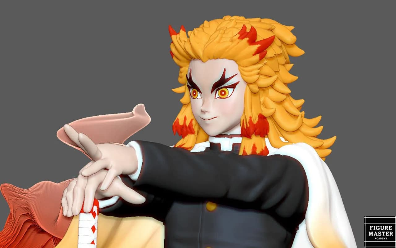 STL - Kyojuro Rengoku Figura render 3