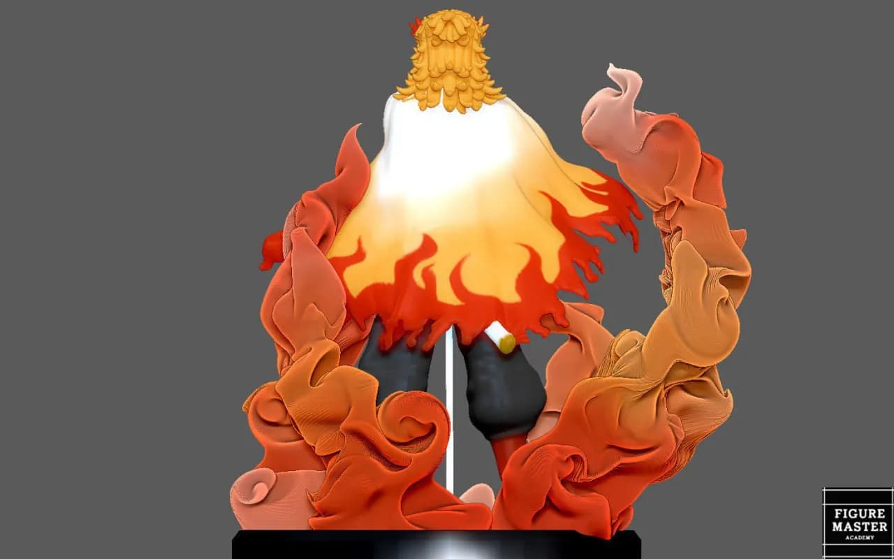 STL - Kyojuro Rengoku Figura render 4