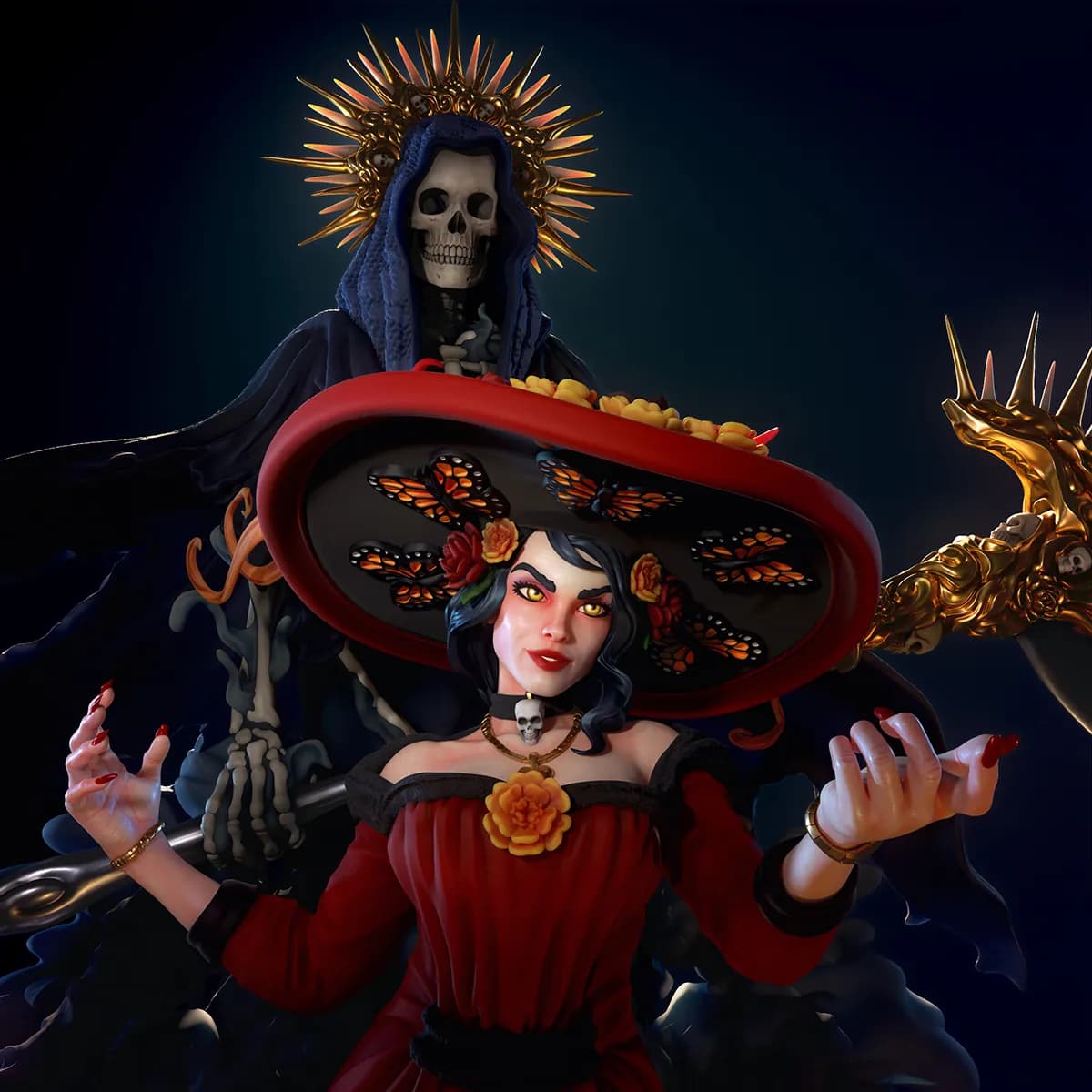 STL - La Catrina y la Muerte render 5