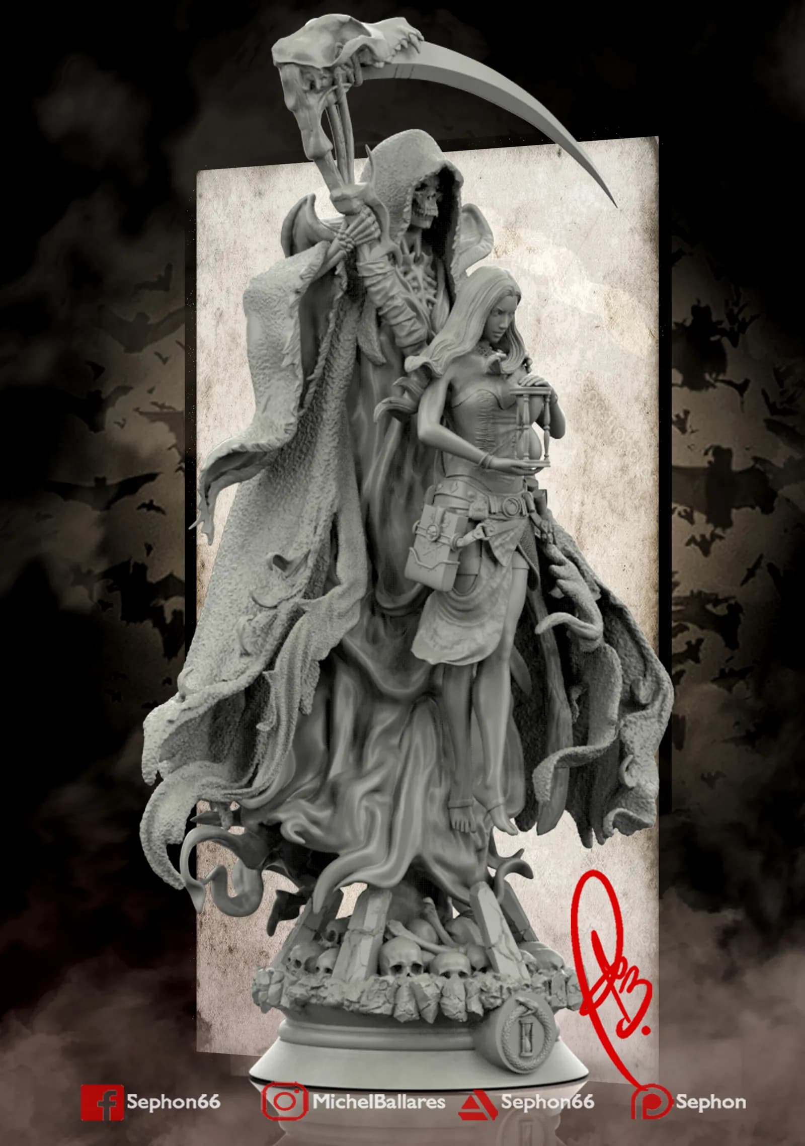 STL - La Parca y la Dama del Tiempo render 3