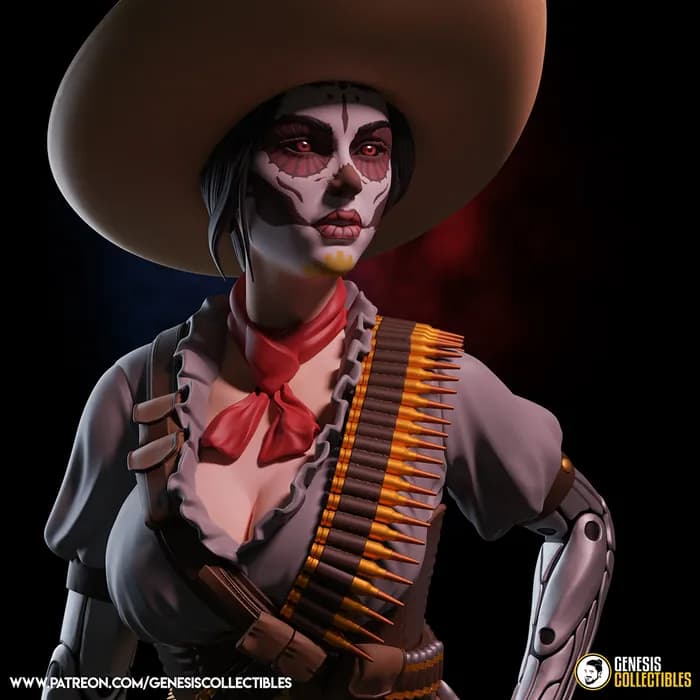 STL - Lady Mechanika Calavera Mexicana