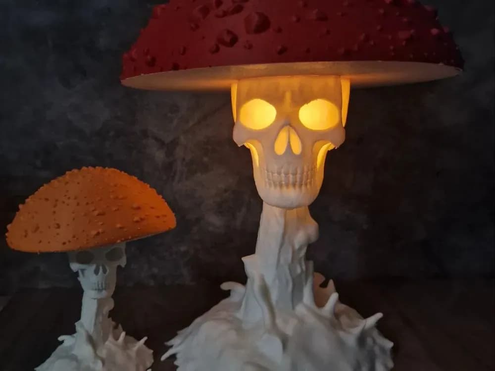 STL - Lampara calavera con hongo