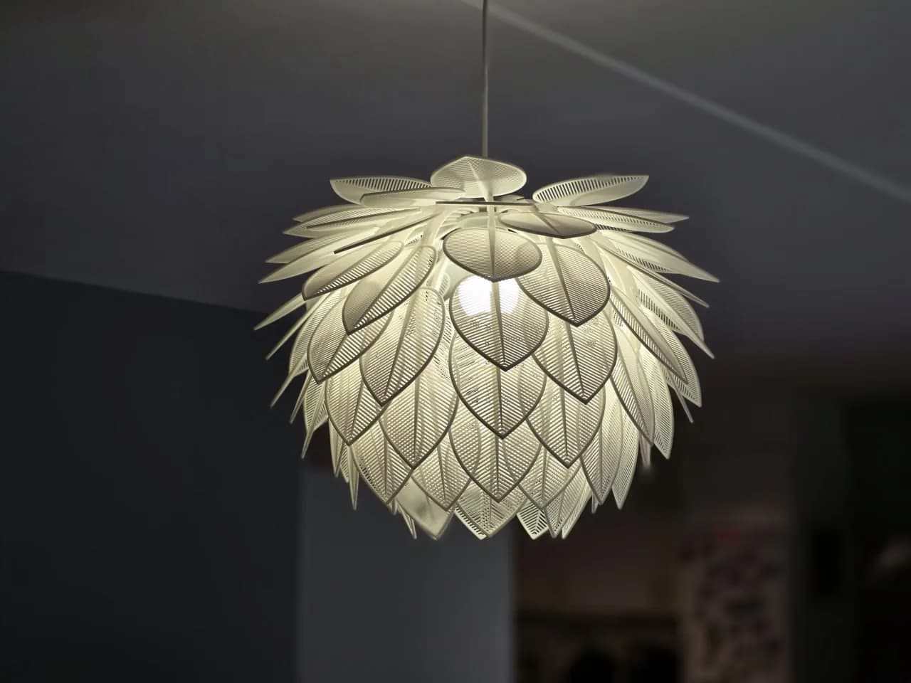 STL - Lámpara colgante de hojas render 5
