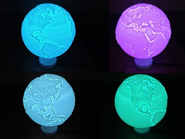 STL - Lámpara de Luna Esférica render 3