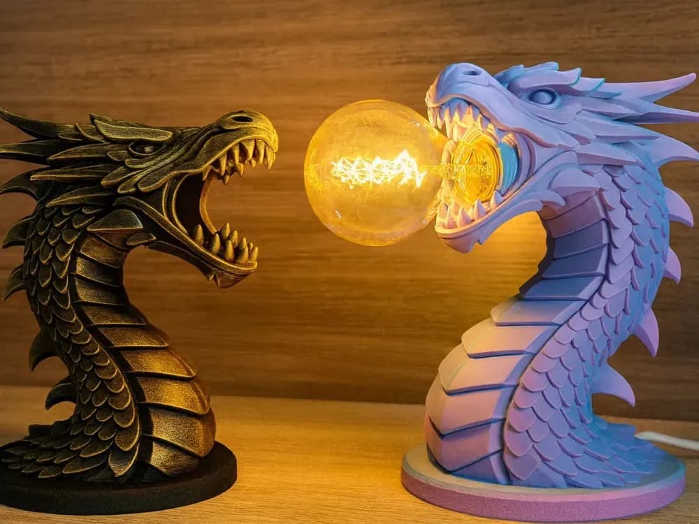 STL - Lámpara dragón de fantasía