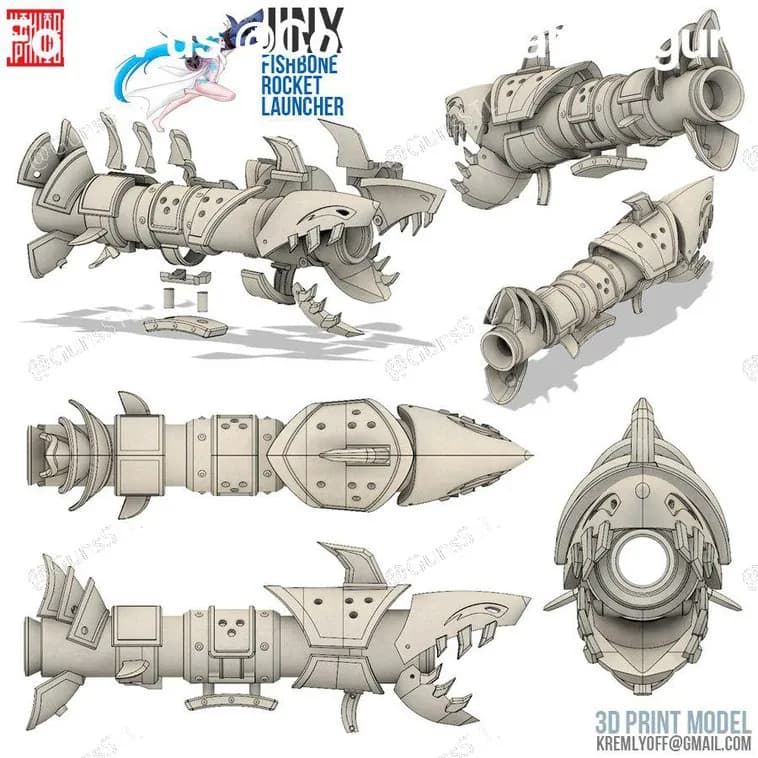 STL - Lanzacohetes Fishbone de Jinx