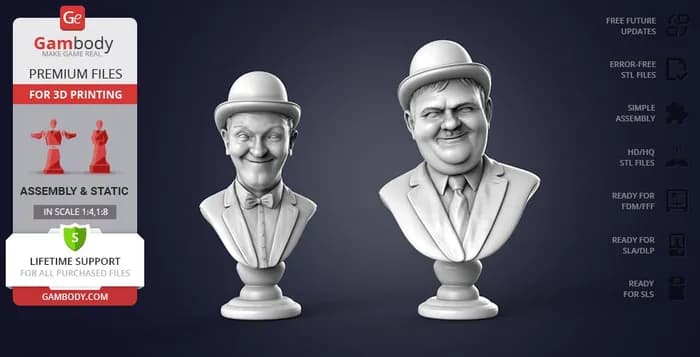 STL - laurel and hardy busts gambody render 2