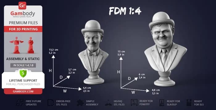 STL - laurel and hardy busts gambody render 3