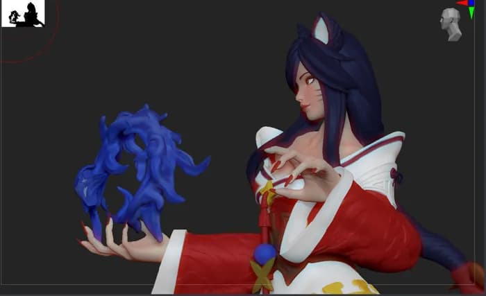 STL - league of legends ahri figuer render 2