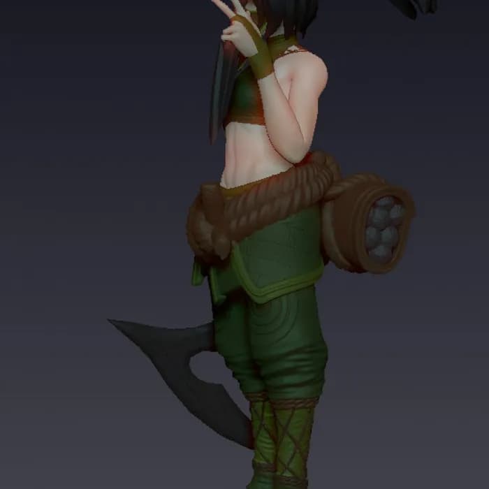 STL - league of legends akali figuer render 2