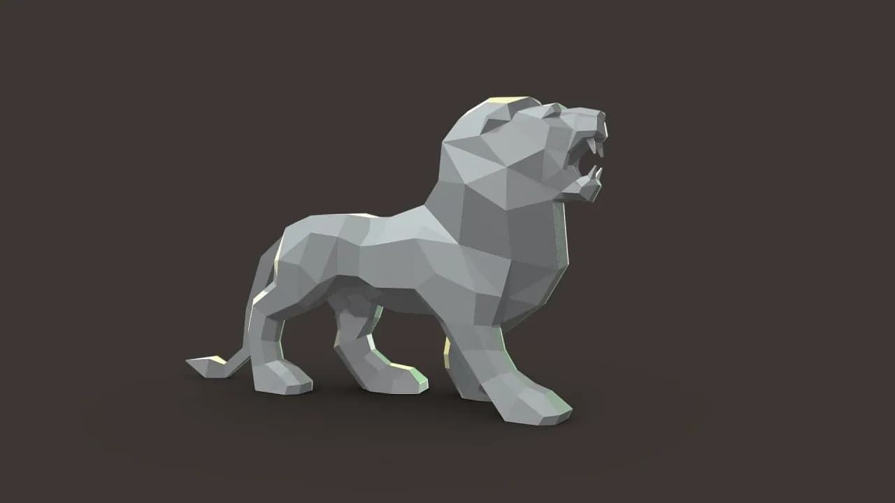 STL - León Estilizado Low Poly
