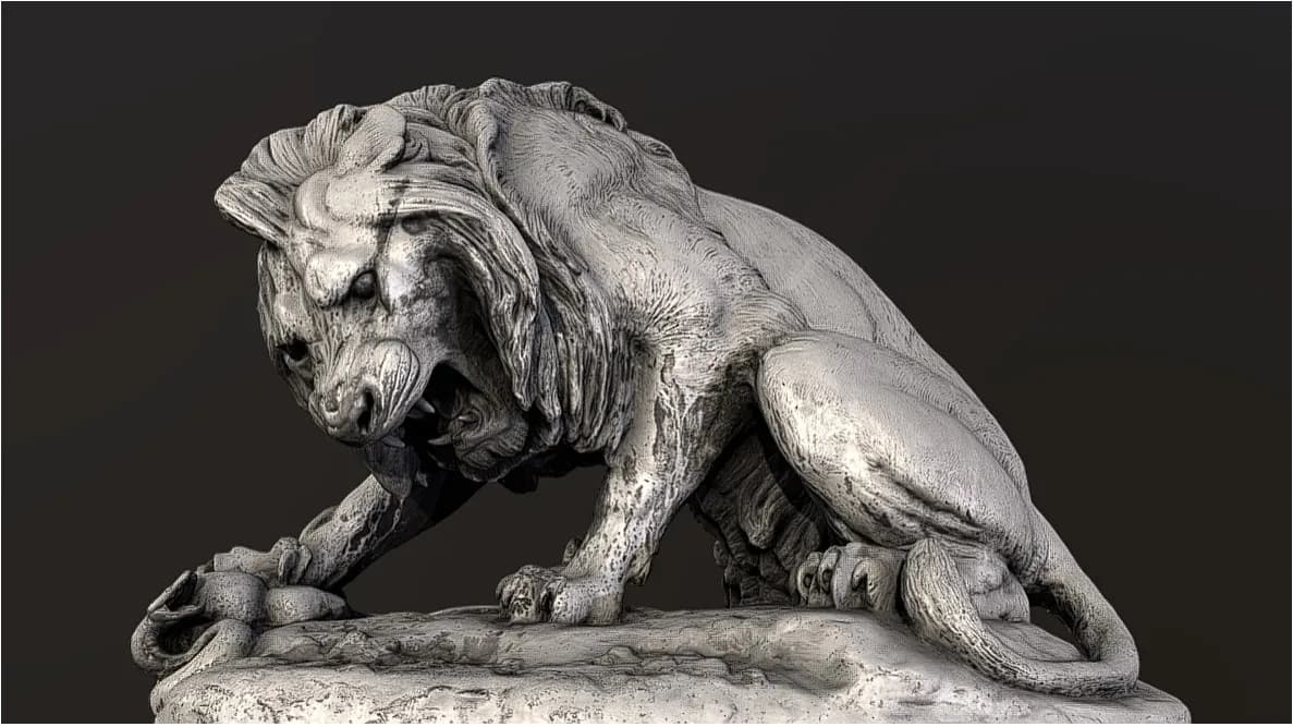 STL - Leon Pisoteando Serpiente render 2