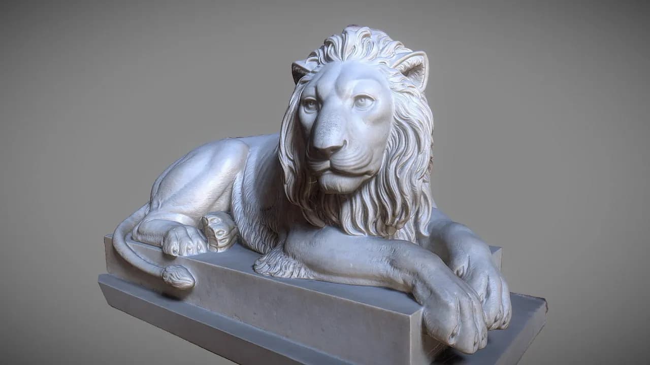 STL - León recostado de mármol