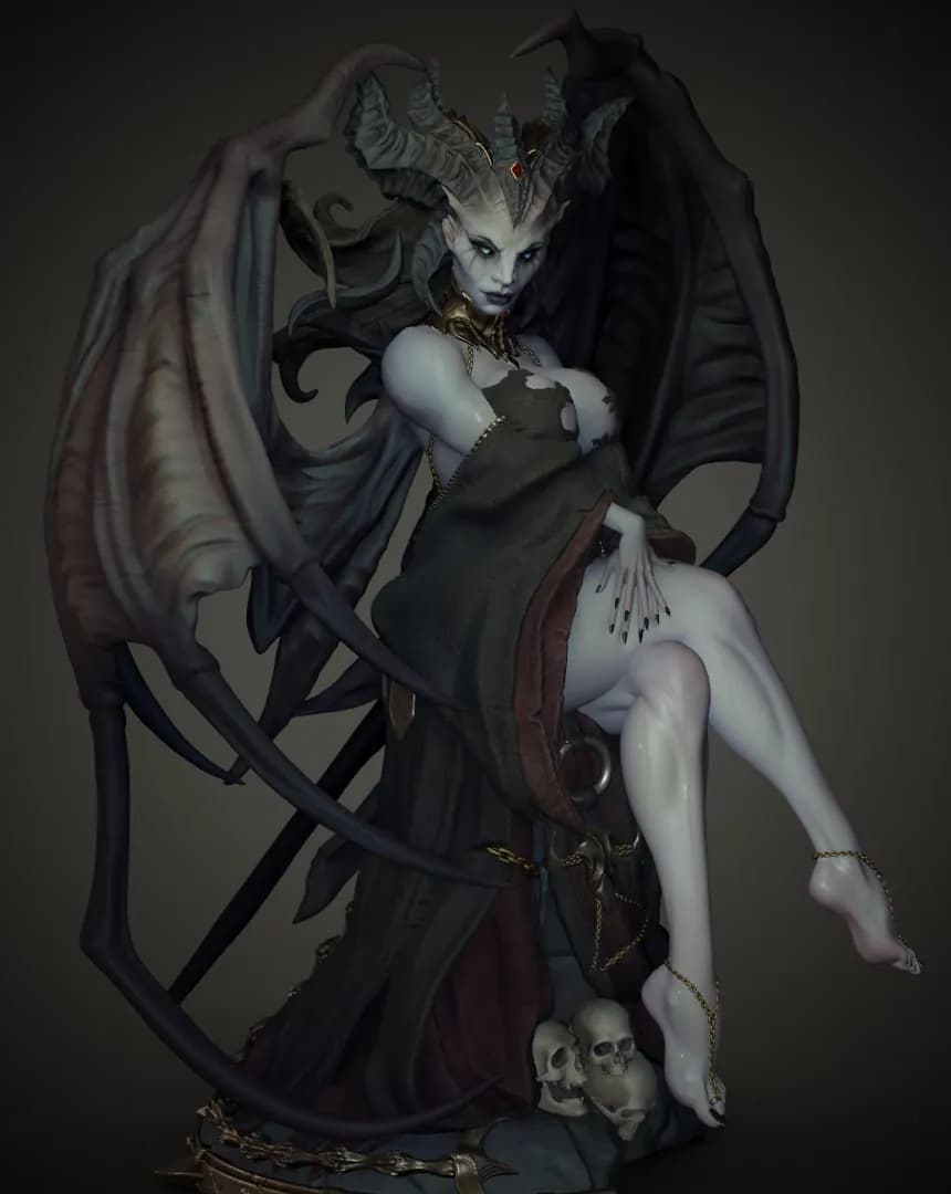 STL - Lilith, Reina demoníaca (2) render 3