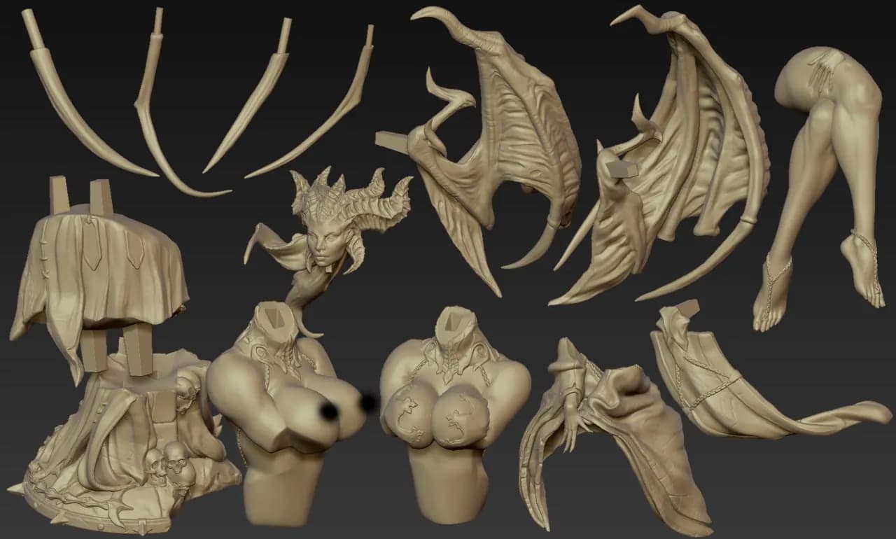 STL - Lilith, Reina demoníaca (2) render 4