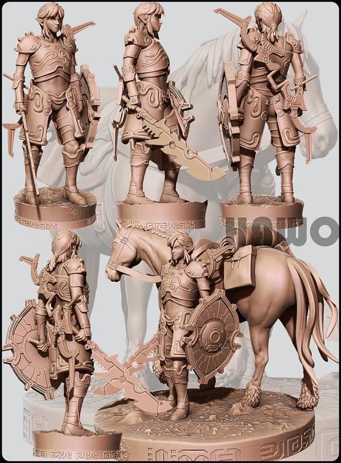 STL - Link y Epona de Zelda render 4