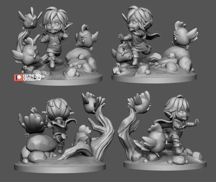 STL - link zelda breath of the wild render 3