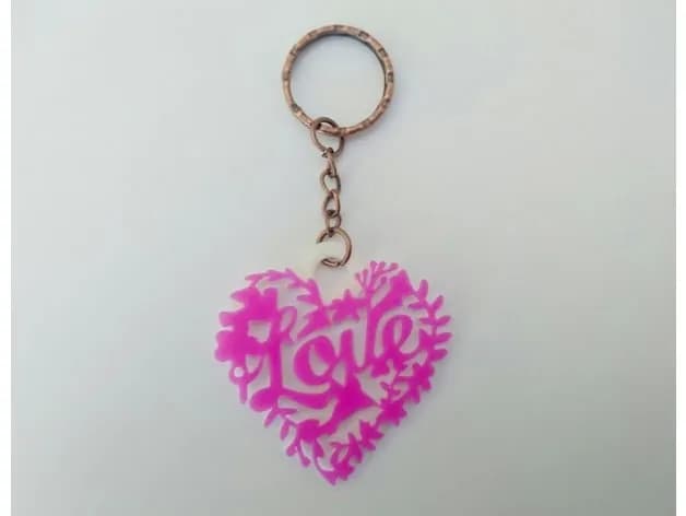 STL - llavero corazon love floral