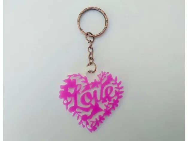STL - llavero corazon love floral render 3