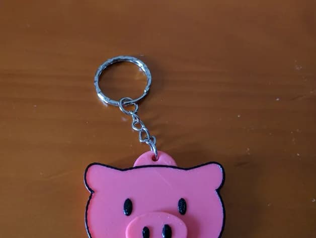 STL - llavero de cerdo rosa render 4