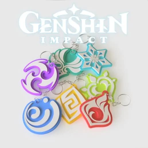 STL - Llavero Genshin Impact render 2