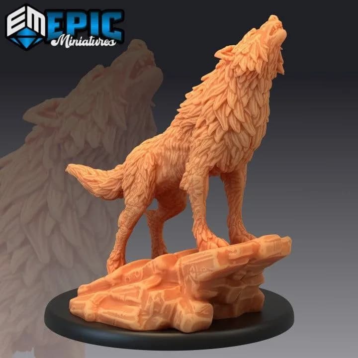 STL - Lobo aullando en roca