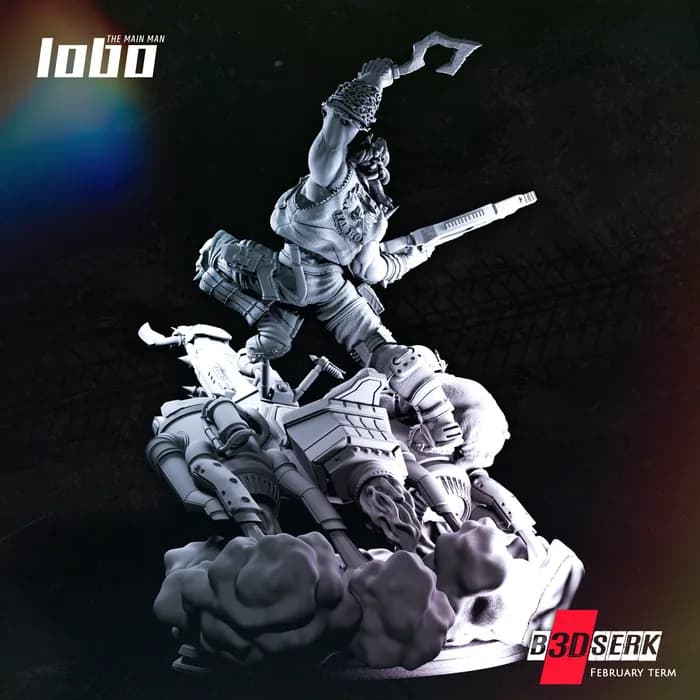STL - Lobo en moto con hacha y escopeta