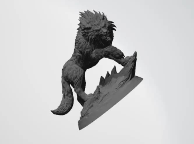 STL - Lobo formidable con base rocosa