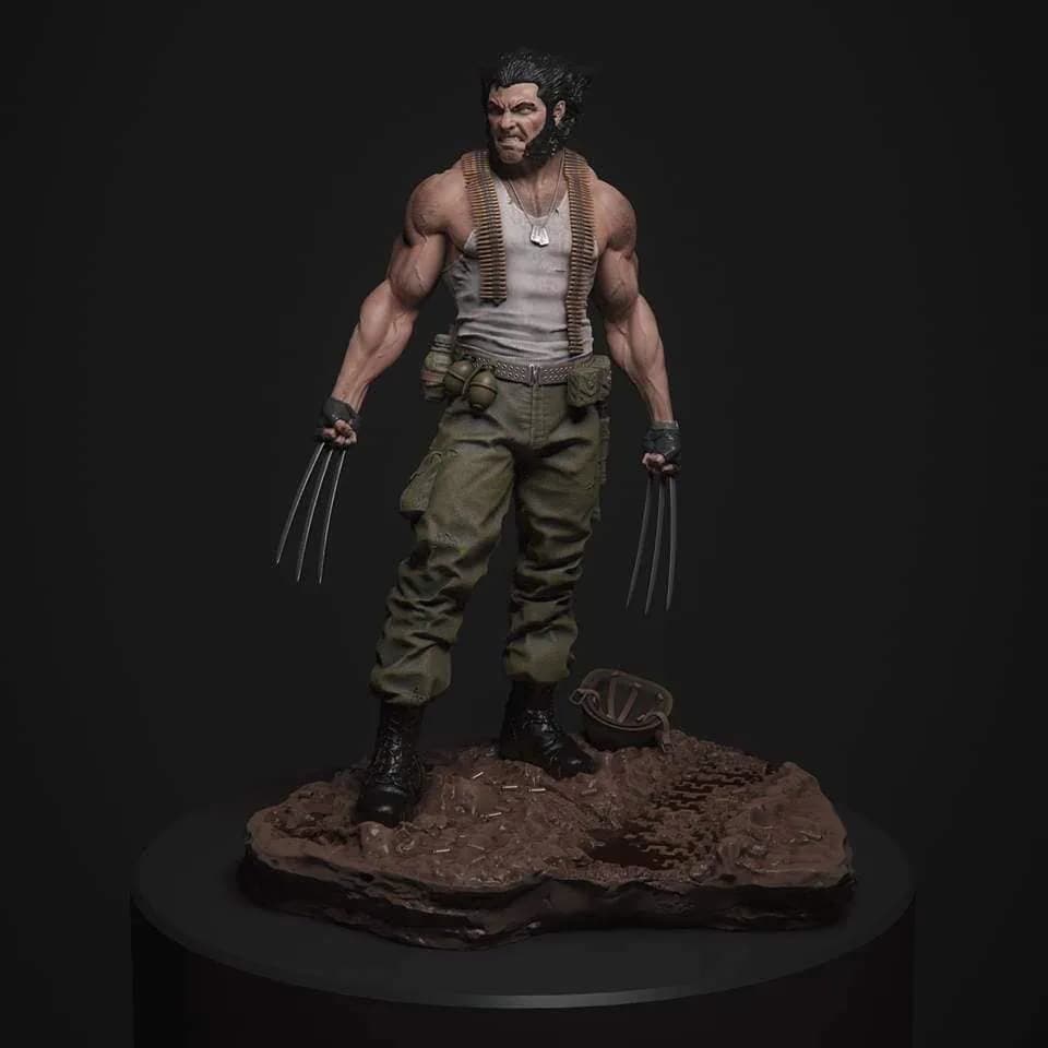 STL - Logan Soldado con Ametralladora render 2