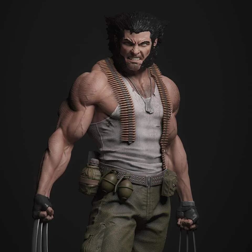 STL - Logan Soldado con Ametralladora render 4