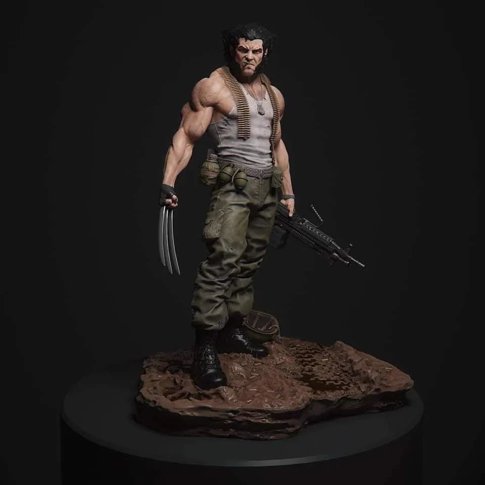 STL - Logan Soldado con Ametralladora render 5