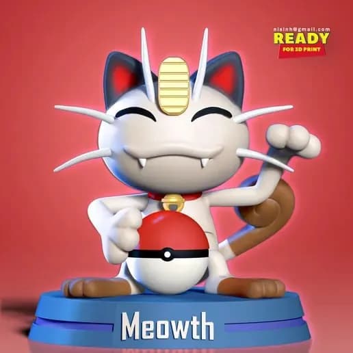 STL - lucky meowth pokemon fanart