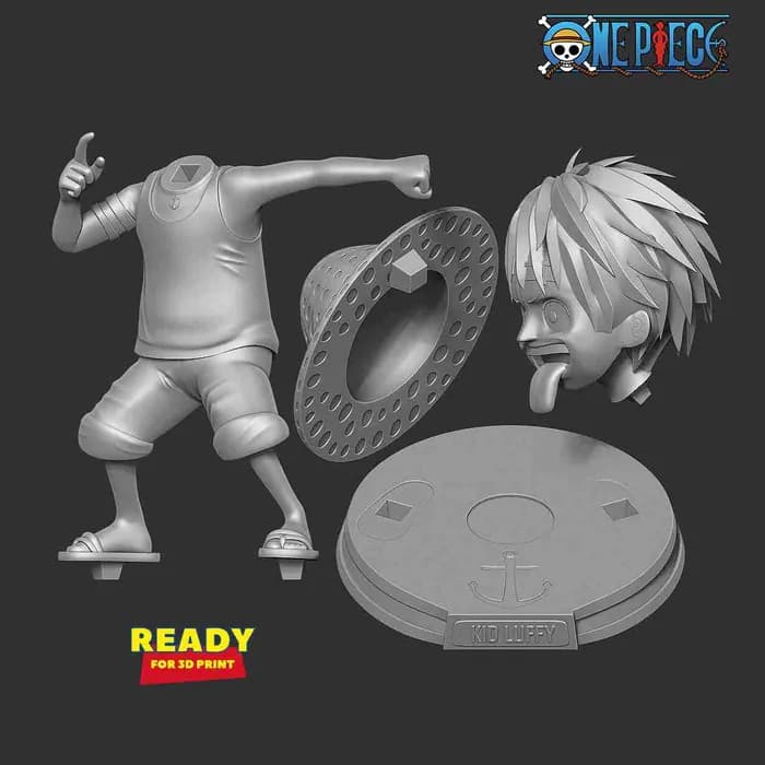 STL - Luffy Niño Cocodrilo render 3