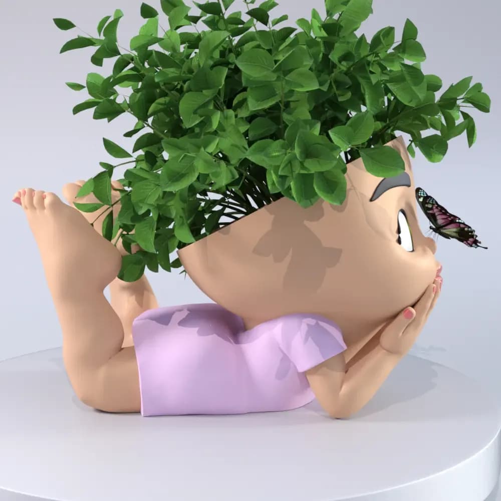 STL - Maceta Bebé Mariposa render 2