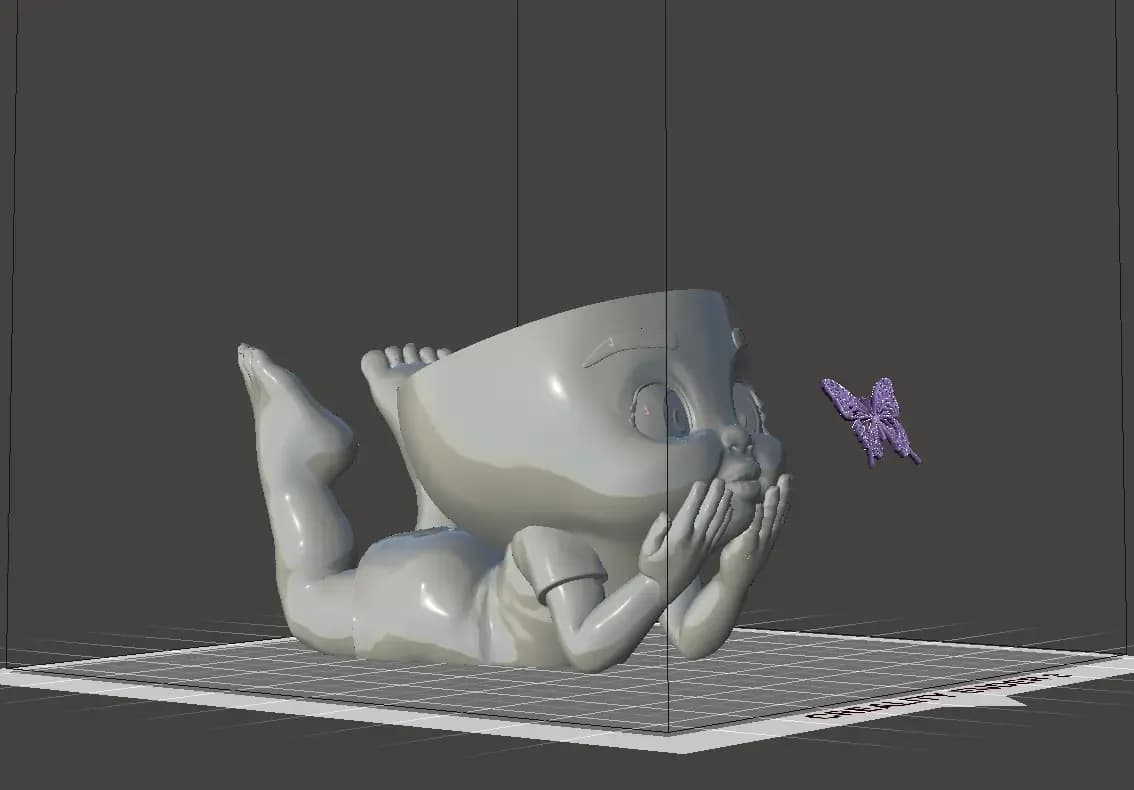 STL - Maceta Bebé Mariposa render 3