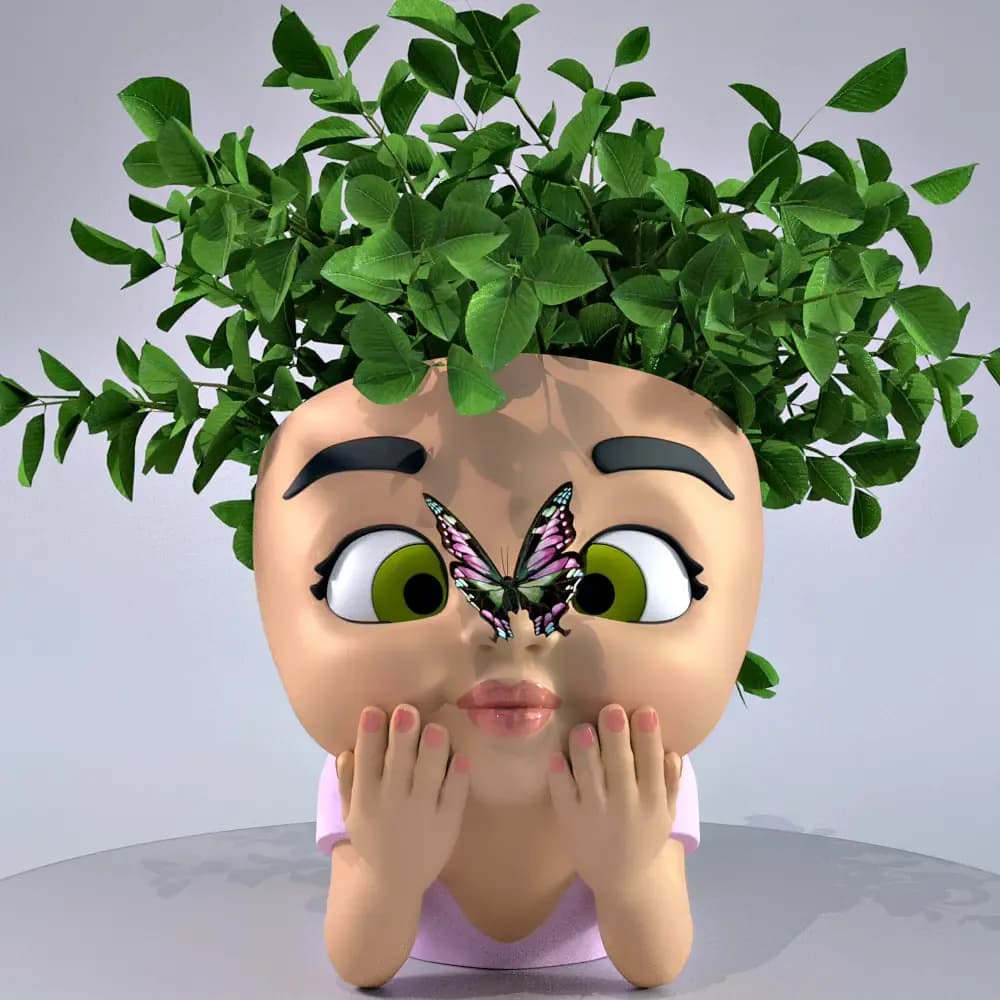 STL - Maceta Bebé Mariposa render 4