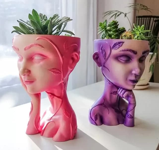 STL - Maceta Busto de Mujer con Hiedra