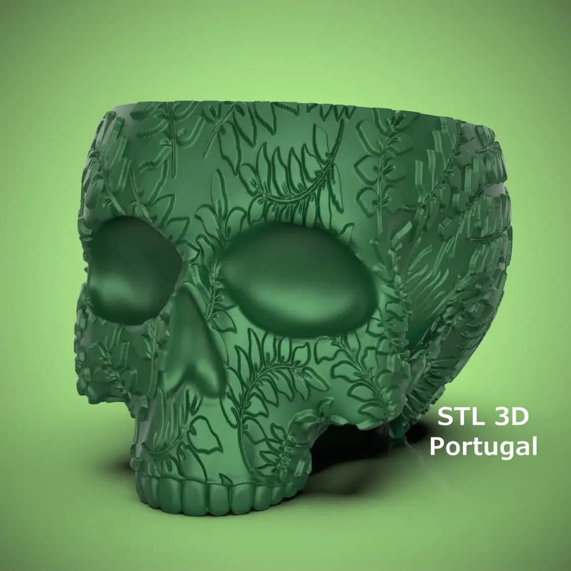 STL - Maceta Calavera con Hojas