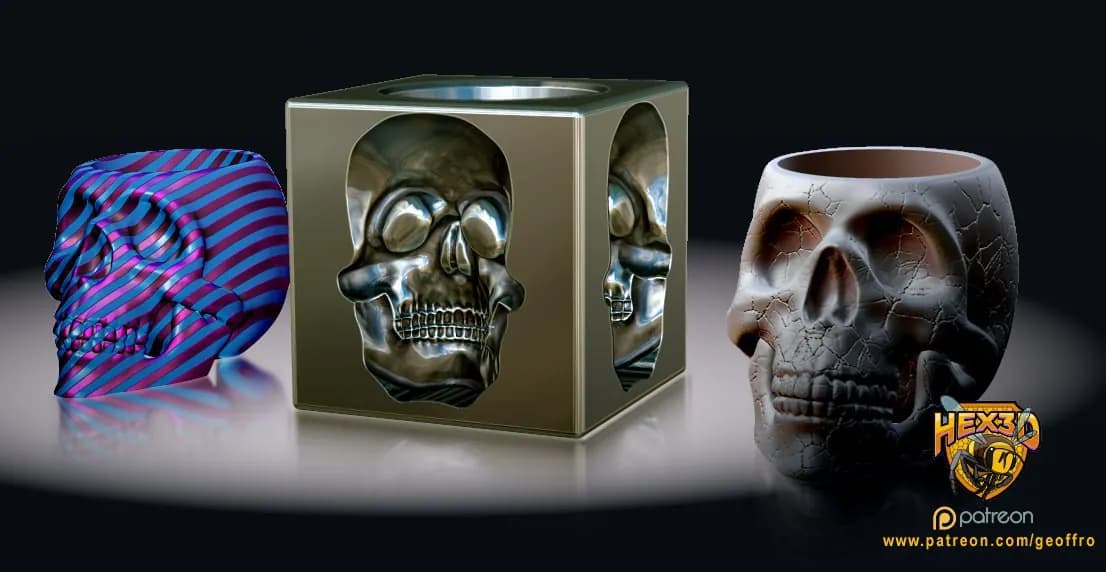 STL - maceta calavera cubo