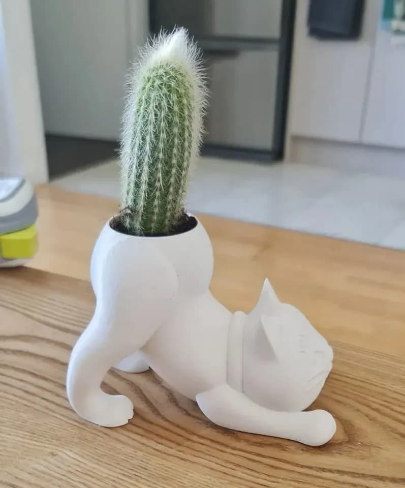 STL - Maceta con forma de gato 2