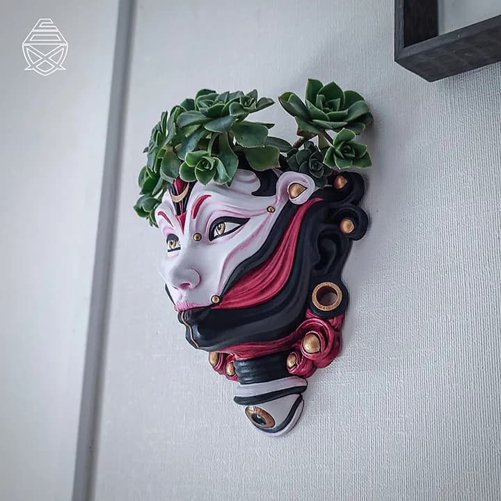 STL - Maceta de pared Luna render 2
