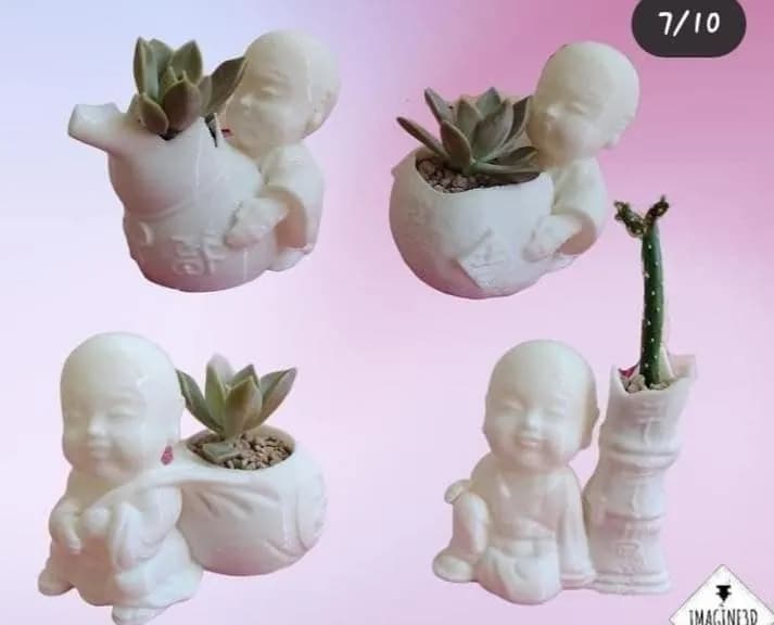 STL - Maceta decorativa niño buda render 2