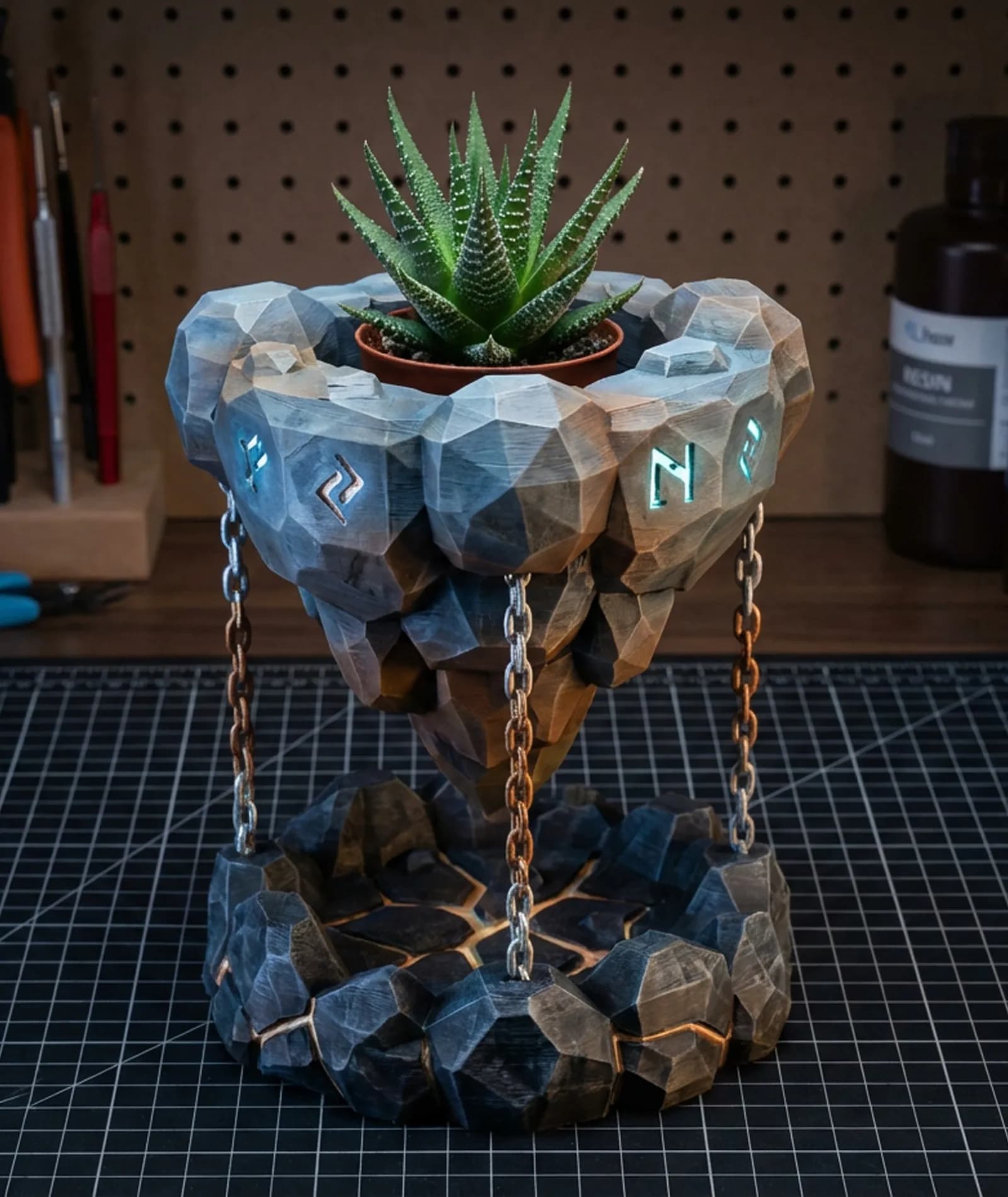 STL - Maceta flotante con runas render 2