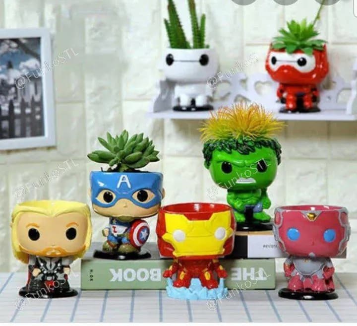 STL - Macetas Funko Pop de Superhéroes