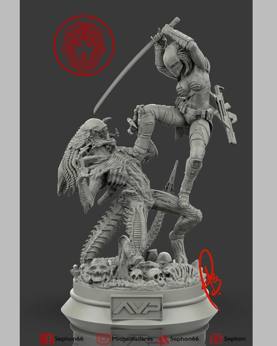STL - Machiko vs Depredador render 2
