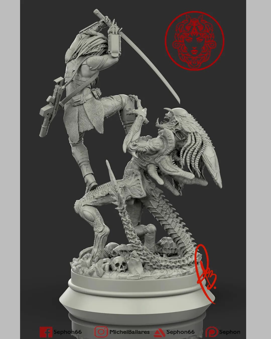 STL - Machiko vs Depredador render 3