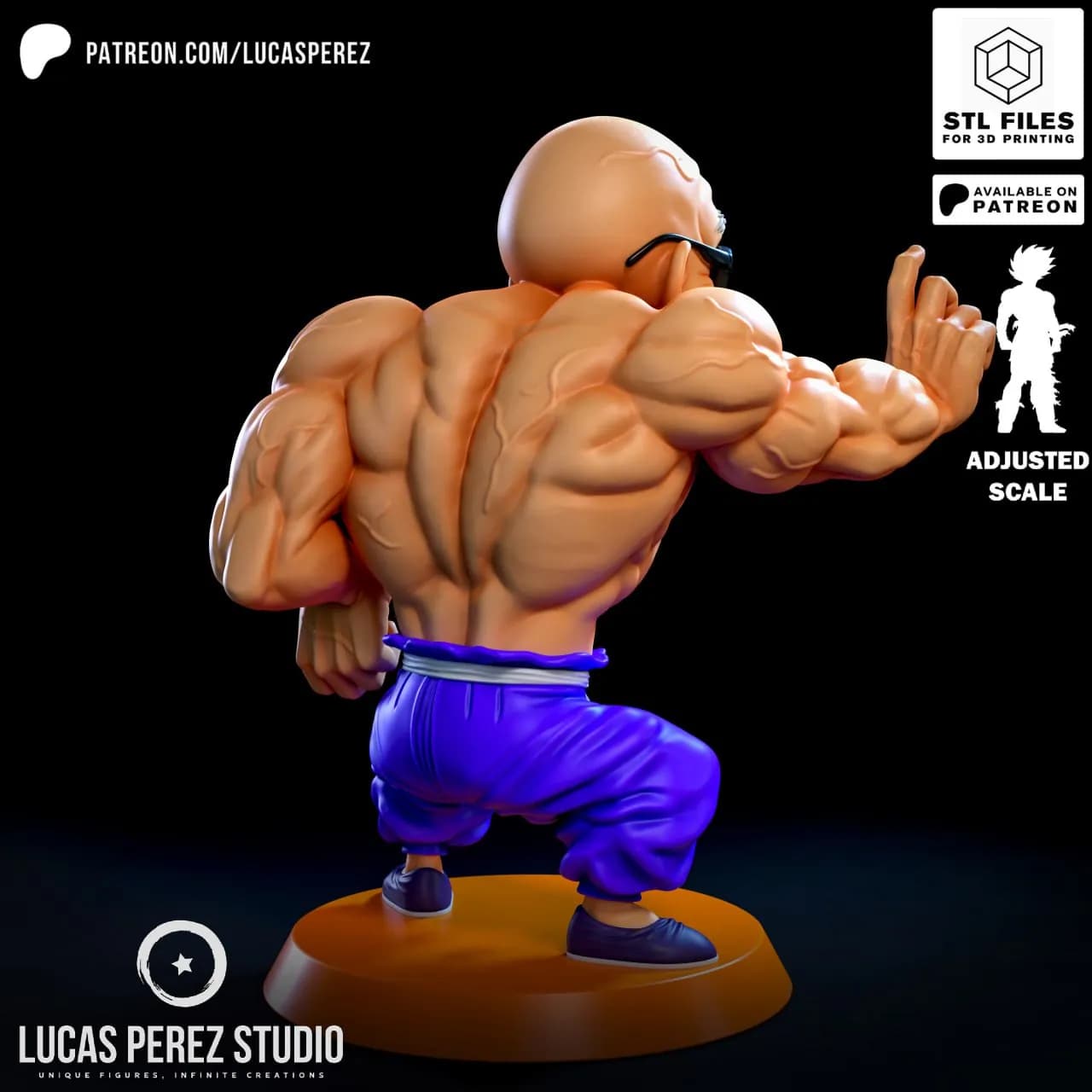 STL - Maestro Roshi figura de acción render 2