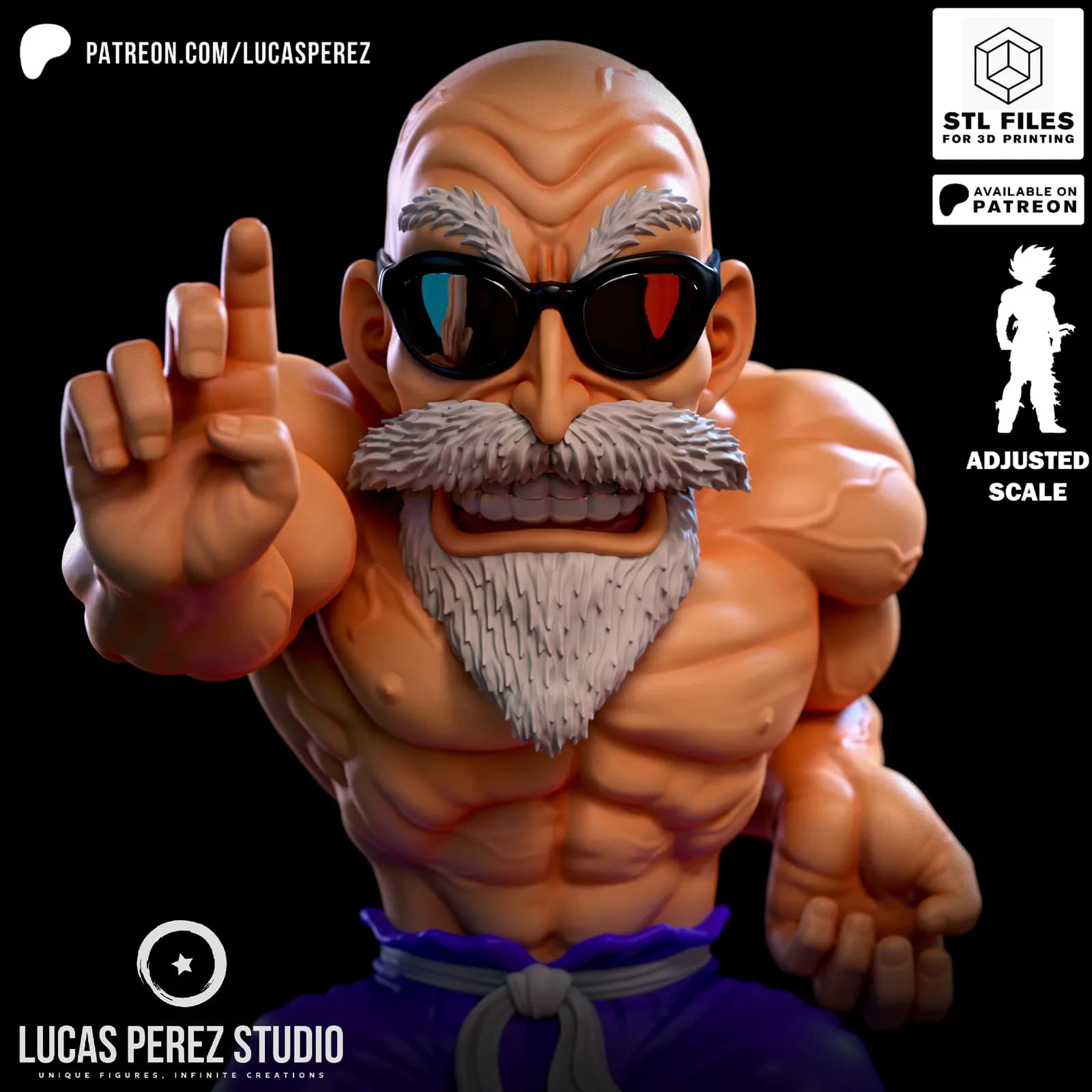 STL - Maestro Roshi figura de acción render 3